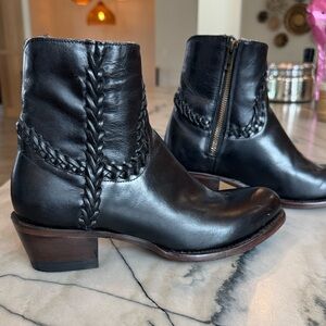 Stetson Pixie Western Black Leather Ankle Booties Boots